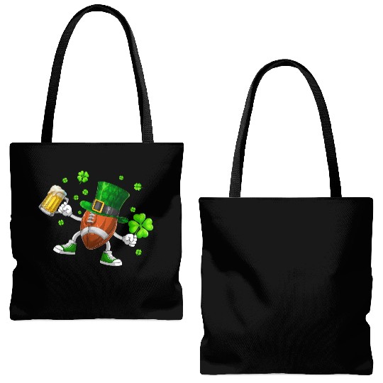 Football Drinking Beer St Patrick's Day Tote Bags (AOP)