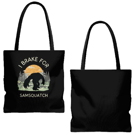 Funny Samsquatch Bigfoot Cryptid Camping Tote Bags (AOP)