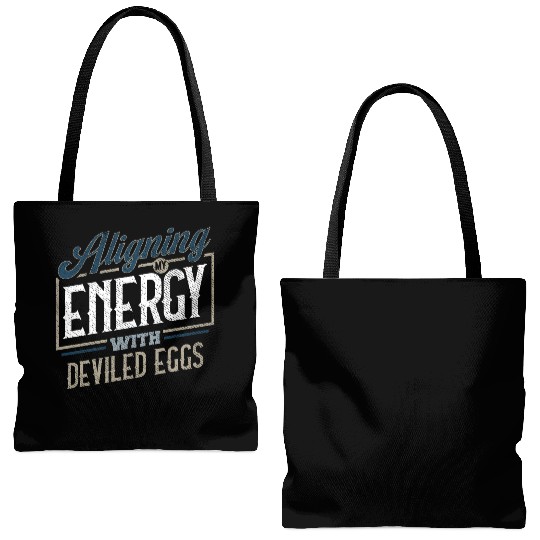 Aligning My Energy With Deviled Eggs Humor Tote Bags (AOP)