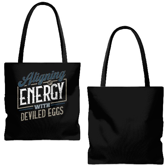 Aligning My Energy With Deviled Eggs Humor Tote Bags (AOP)