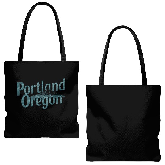 Portland Oregon Scenic Typography with Mountain Tote Bags (AOP)