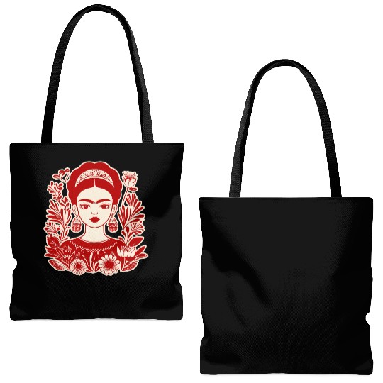 Frida Kahlo Illustration Feminist Art Tote Bags (AOP)