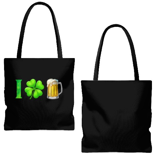 I Shamrock Beer Funny St Patrick's Day I Love Beer Tote Bags (AOP)