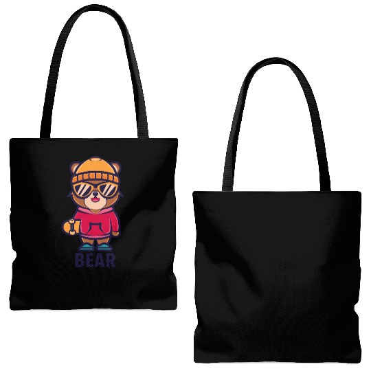 Cool Skater Bear - Streetwear Style Tote Bags (AOP)