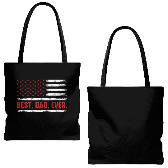 Best Dad Ever American Flag Tote Bags (AOP)