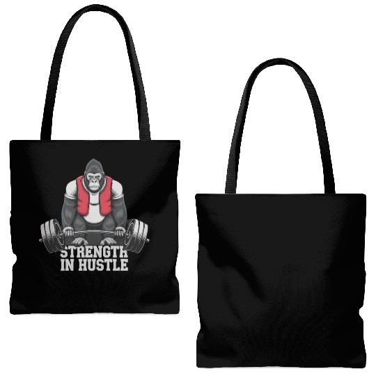 Strength in Hustle Gorilla Gym Motivation Tote Bags (AOP)
