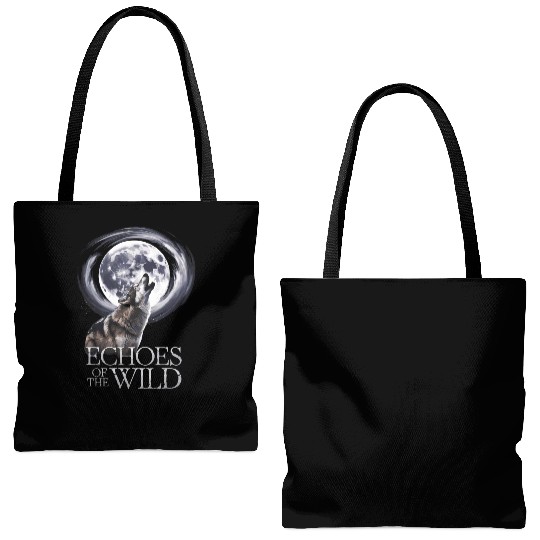 Echoes Of The Wild Howling Wolf Moon Art Tote Bags (AOP)