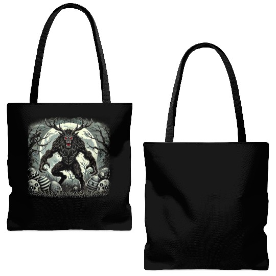 Wendigo Monster Deer Easter Werewolf Creepy Tote Bags (AOP)