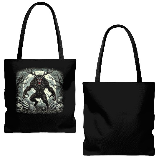 Wendigo Monster Deer Easter Werewolf Creepy Tote Bags (AOP)