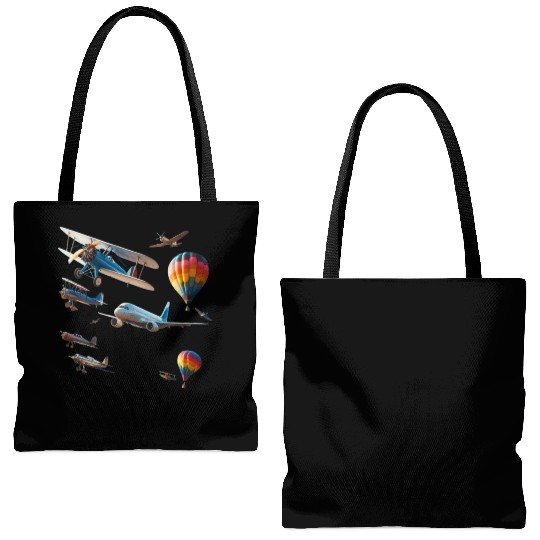 Planes and Hot Air Balloons Tote Bags (AOP)