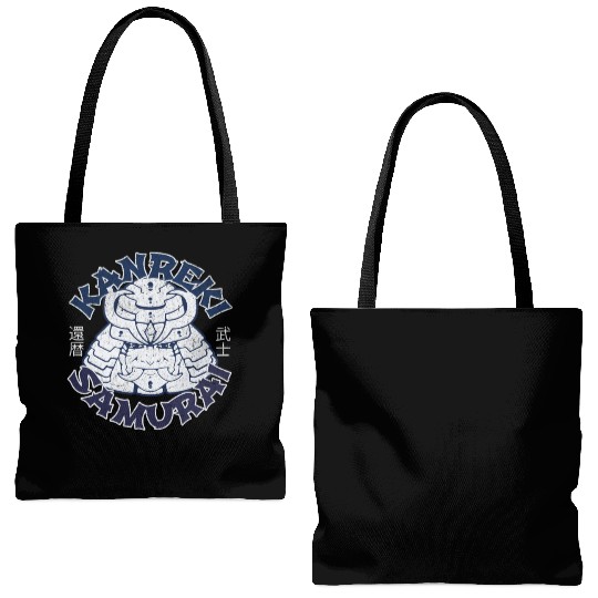 Kanreki 60th Birthday Japanese Samurai Tote Bags (AOP)