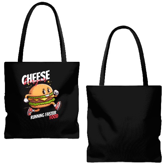 Cheese burger running faster food Tote Bags (AOP)