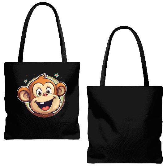 Cute Cartoon Monkey Face Tote Bags (AOP)