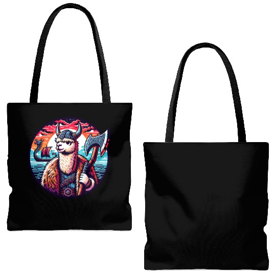Viking Llama Adventure at Sea Tote Bags (AOP)