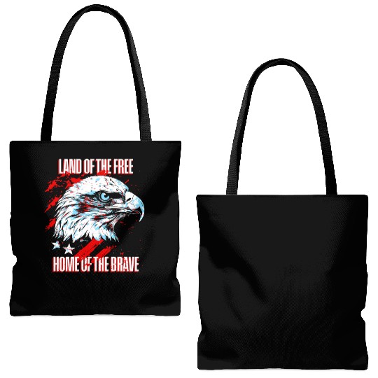 Print - Home of the Brave American Eagle Tote Bags (AOP)