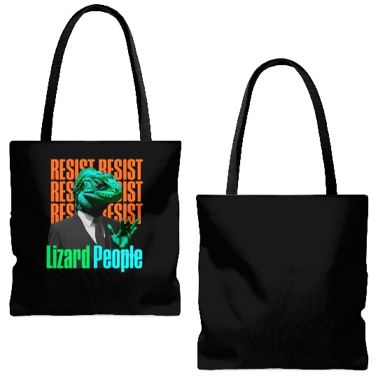 Resist Reptilians Lizard People Tote Bags (AOP)
