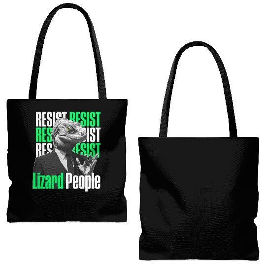 Resist Reptilians Lizard People Tote Bags (AOP)