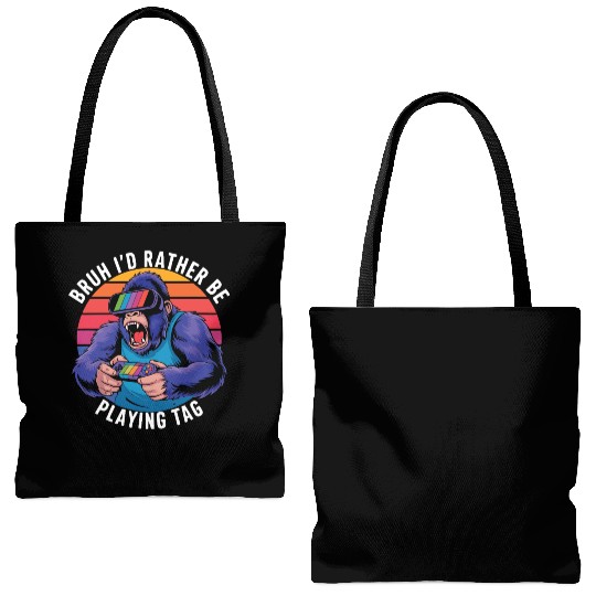 Retro Gamer Ape Tote Bags (AOP)