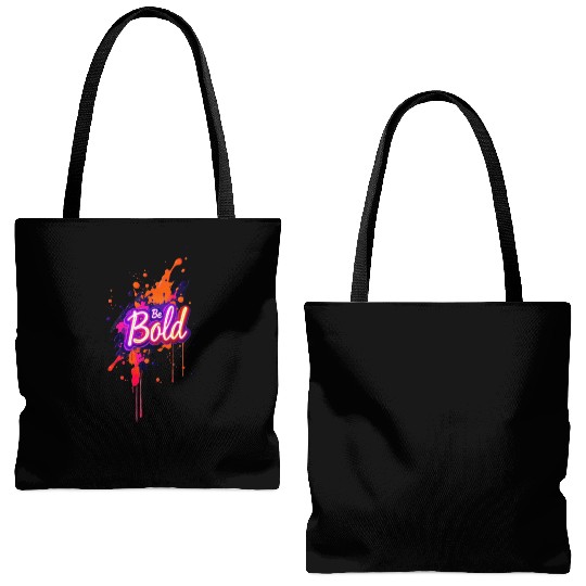 Inspirational Neon Colors Be Bold Motivational Gra Tote Bags (AOP)