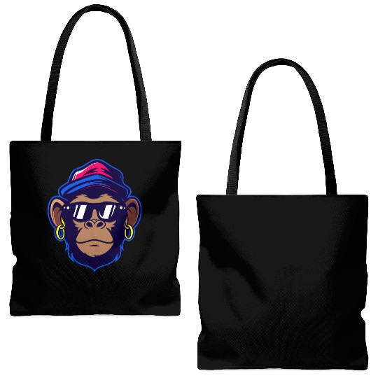 Cool Monkey with Sunglasses Urban Cartoon Style Tote Bags (AOP)