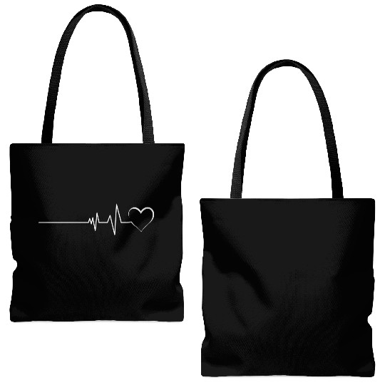 Heartbeat love icon Tote Bags (AOP)
