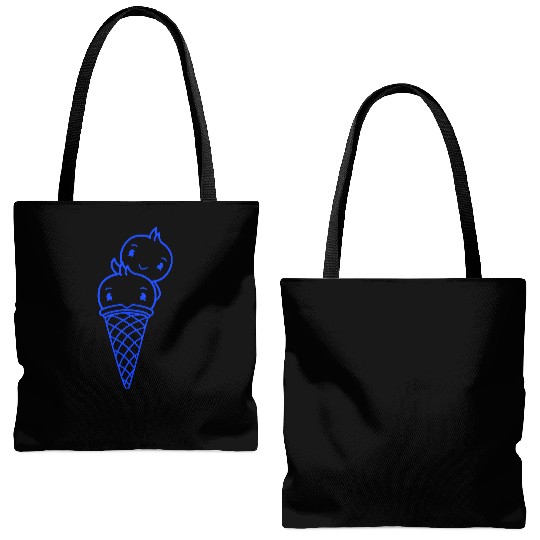 Two Birds Ice Cream Waffle Scoops Greeting Waving Tote Bags (AOP)