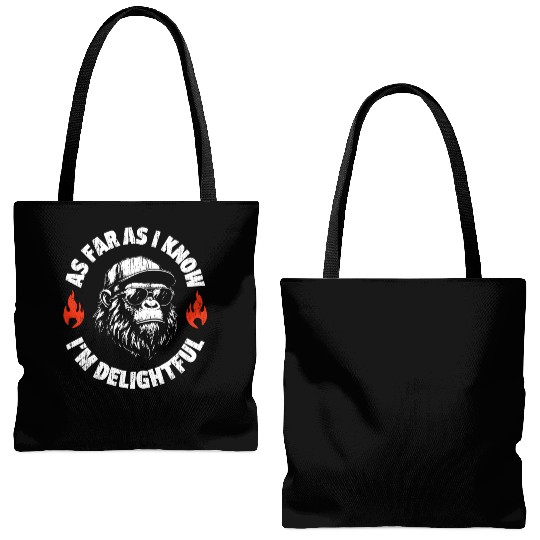 Funny Monkey Saying Quote As Far As I Know I'm Tote Bags (AOP)