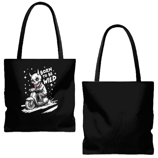 Born to Be Wild - Skull Devil on Scooter Tote Bags (AOP)