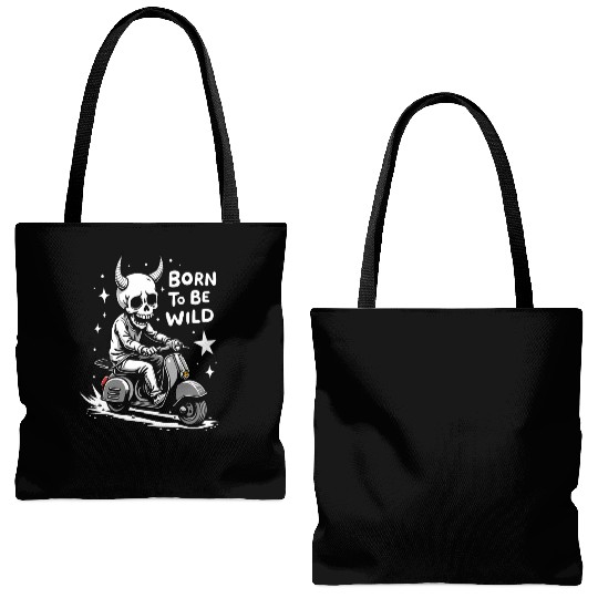 Born to Be Wild - Skull Devil on Scooter Tote Bags (AOP)
