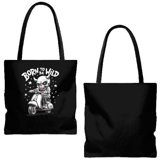 Born to Be Wild - Skull Devil on Scooter Tote Bags (AOP)