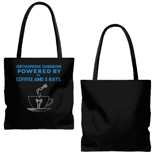 Powered by Coffee and X-Rays Tote Bags (AOP)