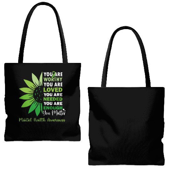 SunFlower Support Warrior Mental Health Awareness Tote Bags (AOP)