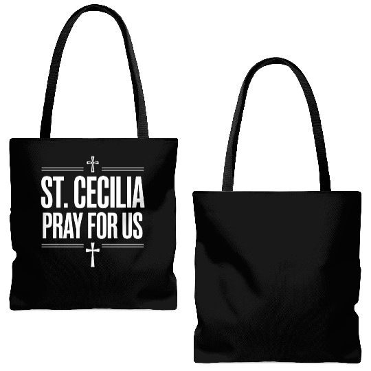 St. Cecilia Pray for Us Catholic Faith Prayer Tote Bags (AOP)