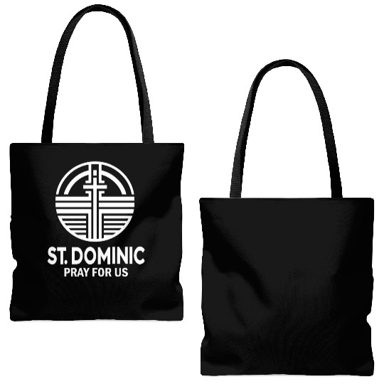 St. Dominic Pray for Us Catholic Prayer Quote Tote Bags (AOP)