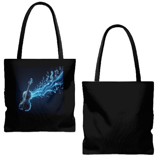 Neon Blue Violin Tote Bags (AOP)