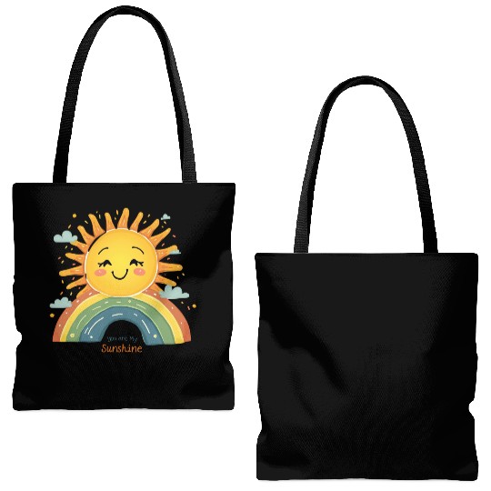 You Are My Sunshine – Happy Sun & Rainbow Design Tote Bags (AOP)