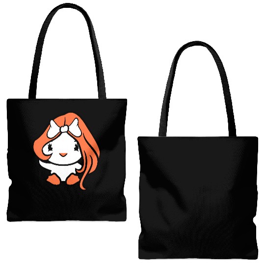 Bird Lady Woman Female Pretty Beautiful Face Bow Tote Bags (AOP)