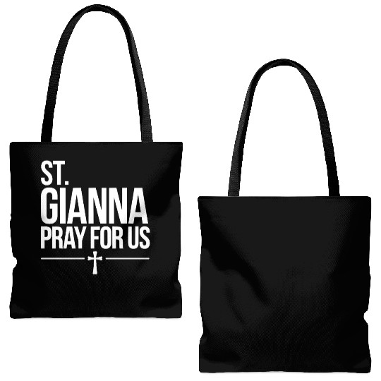 St. Gianna Pray for Us Catholic Patron Saint Tote Bags (AOP)