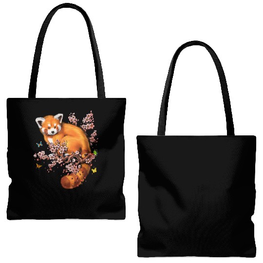Red Panda Cherry Blossom Tote Bags (AOP)