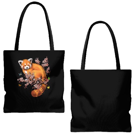 Red Panda Cherry Blossom Tote Bags (AOP)