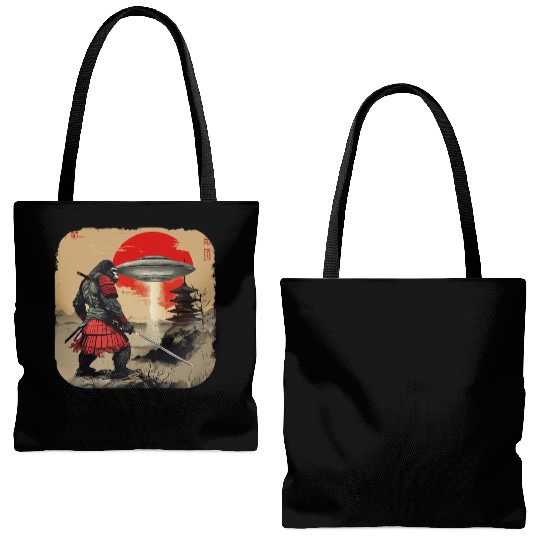 Samurai Bigfoot Japanese Vintage Graphic Ukiyo Tote Bags (AOP)