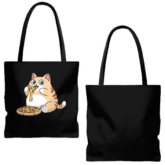Chubby Cat Pizza Lover Tote Bags (AOP)