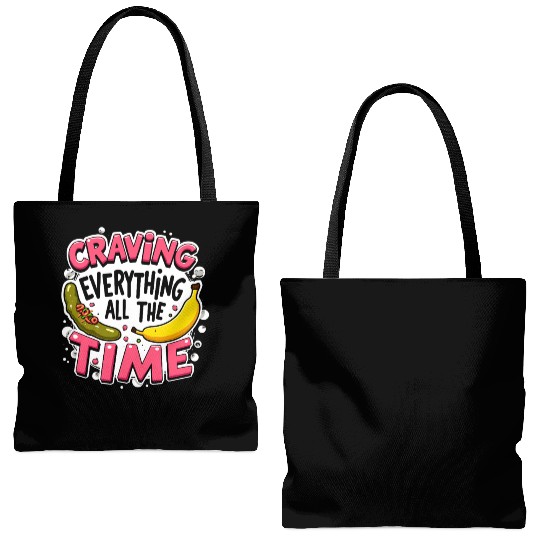 Pregnancy Cravings Funny Maternity Food Baby Bump Tote Bags (AOP)