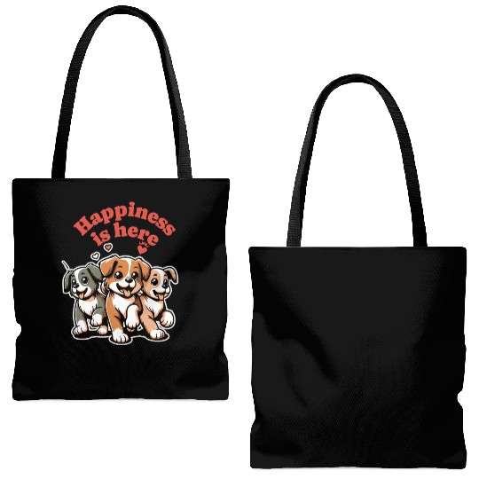 Adorable Puppy Trio with Heartfelt Quote Tote Bags (AOP)