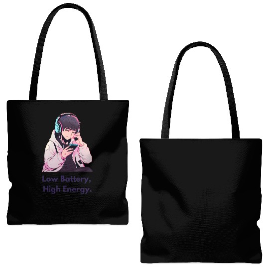 Chibi Boy in Tote Bags (AOP) with Headphones (Cool & Chill)