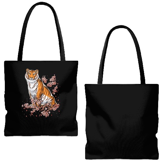 Cherry Blossom Tiger Tote Bags (AOP)