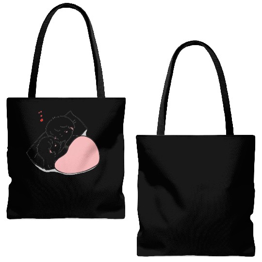 Cartoon Couple Sweet Love Stickers Tote Bags (AOP)