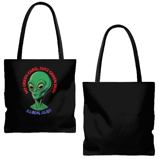 NO GREEN CARD, JUST GREEN SKIN Tote Bags (AOP)