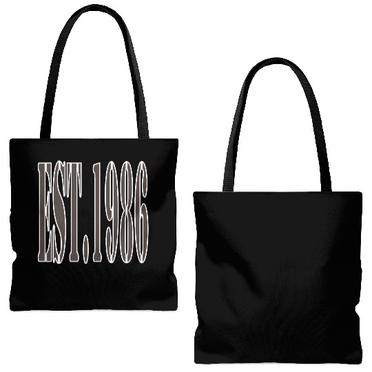 EST. 1986 Retro Tote Bags (AOP) – Bold Vintage Tote Bags (AOP) for 80s