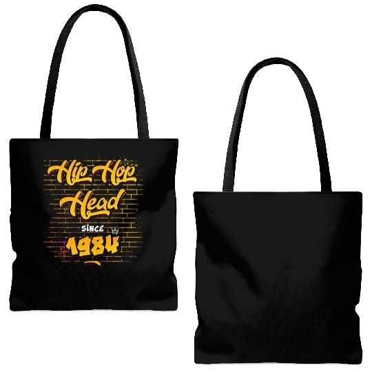 Hip-Hop Head Since 1984 - 41 Years of Fresh Beats Tote Bags (AOP)